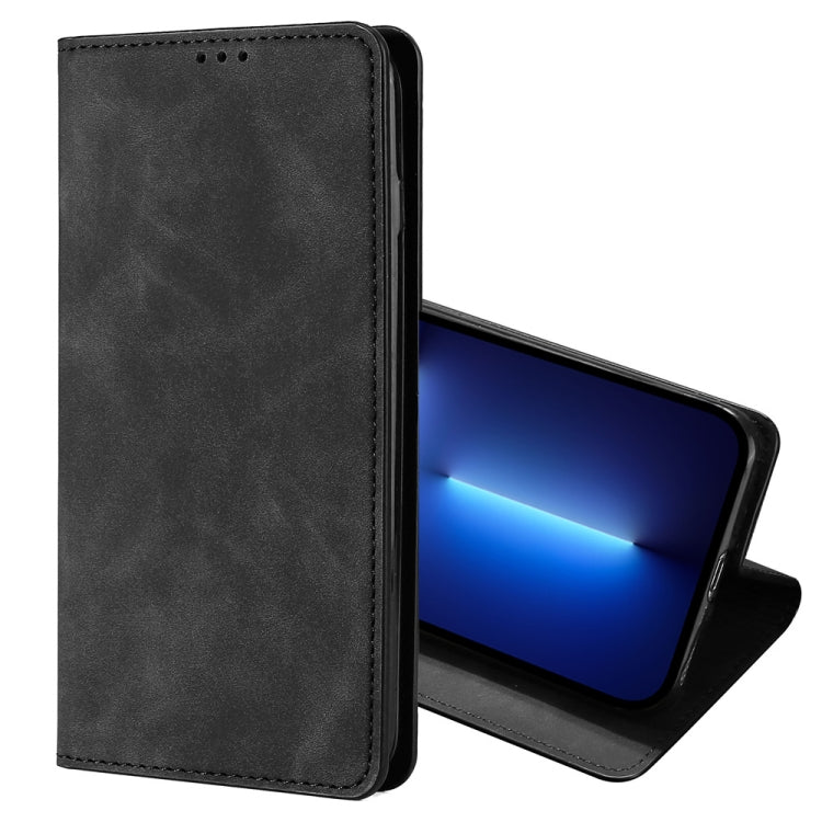 For iPhone 13 Pro Max Skin Feel Magnetic Horizontal Flip Leather Case with Holder & Card Slots