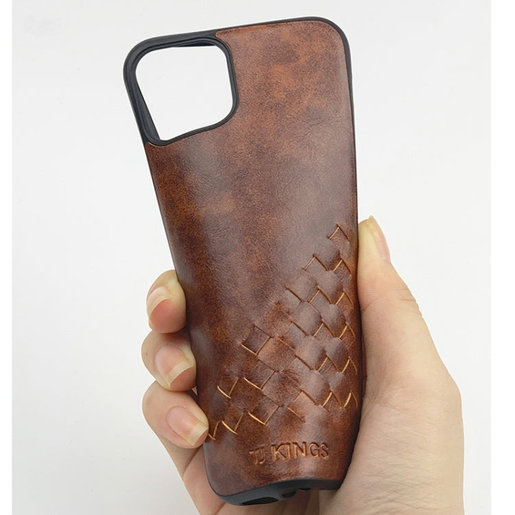 For iPhone 11 TJ KINGS Weaving Series Shockproof TPU + Hand Made Weaving PU Case