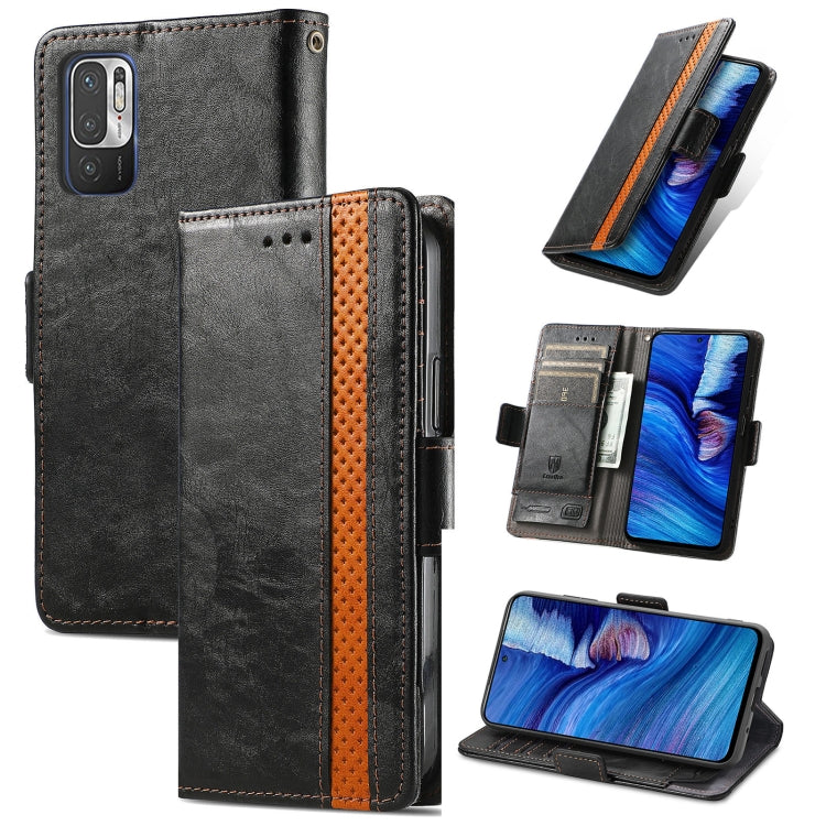 For Xiaomi Redmi Note 10 5G CaseNeo Business Splicing Dual Magnetic Buckle Horizontal Flip PU Leather Case with Holder & Card Slots & Wallet