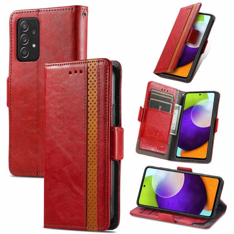 For Samsung Galaxy A52 5G CaseNeo Business Splicing Dual Magnetic Buckle Horizontal Flip PU Leather Case with Holder & Card Slots & Wallet