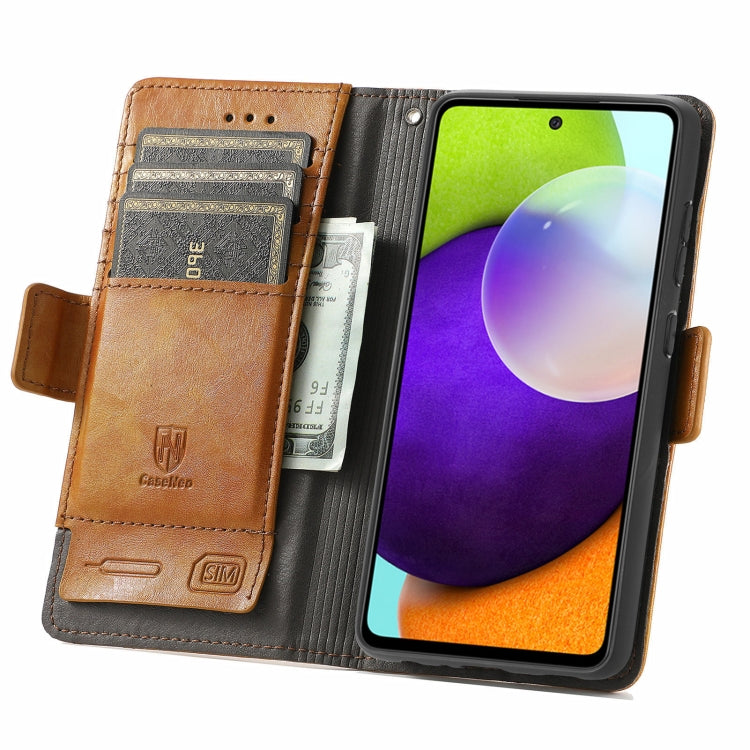 For Samsung Galaxy A52 5G CaseNeo Business Splicing Dual Magnetic Buckle Horizontal Flip PU Leather Case with Holder & Card Slots & Wallet