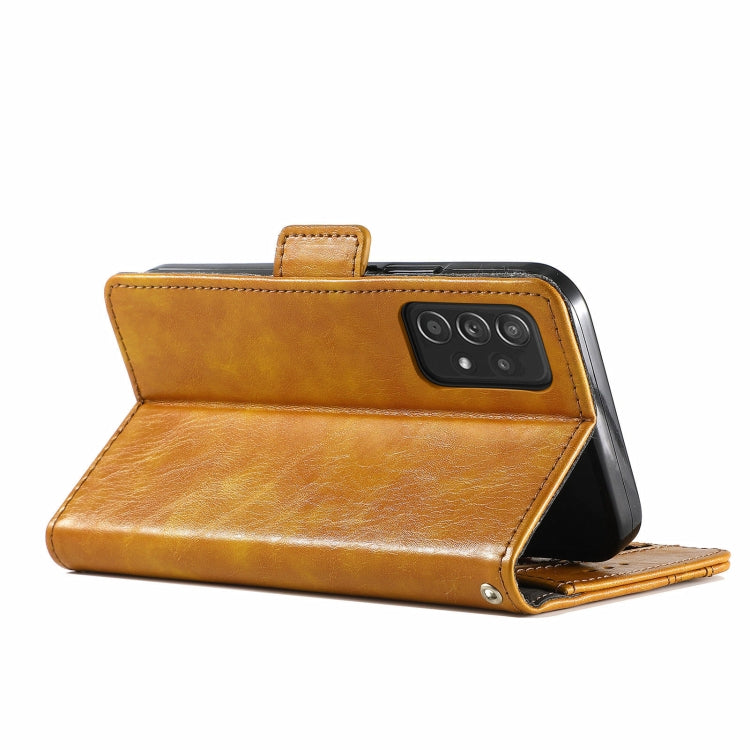 For Samsung Galaxy A52 5G CaseNeo Business Splicing Dual Magnetic Buckle Horizontal Flip PU Leather Case with Holder & Card Slots & Wallet