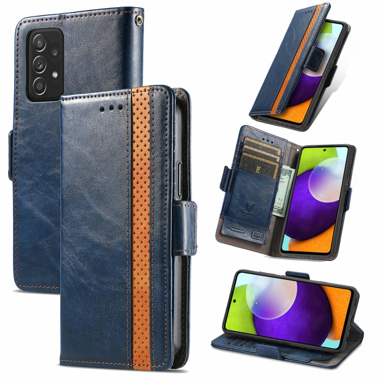 For Samsung Galaxy A52 5G CaseNeo Business Splicing Dual Magnetic Buckle Horizontal Flip PU Leather Case with Holder & Card Slots & Wallet