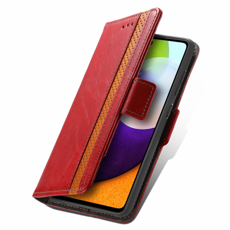 For Samsung Galaxy A72 5G CaseNeo Business Splicing Dual Magnetic Buckle Horizontal Flip PU Leather Case with Holder & Card Slots & Wallet