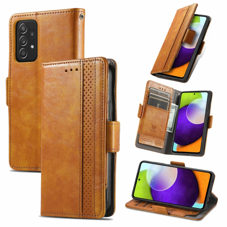 For Samsung Galaxy A72 5G CaseNeo Business Splicing Dual Magnetic Buckle Horizontal Flip PU Leather Case with Holder & Card Slots & Wallet