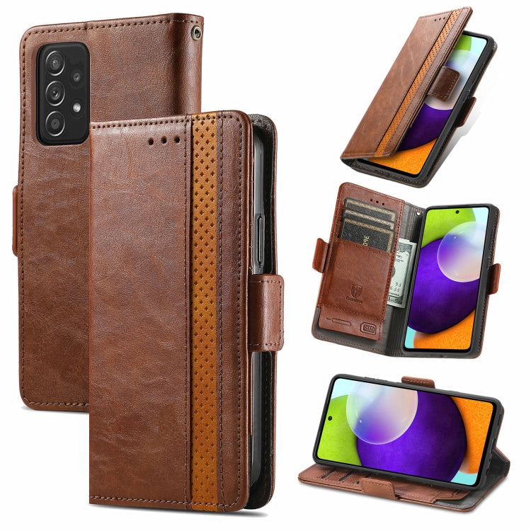 For Samsung Galaxy A72 5G CaseNeo Business Splicing Dual Magnetic Buckle Horizontal Flip PU Leather Case with Holder & Card Slots & Wallet