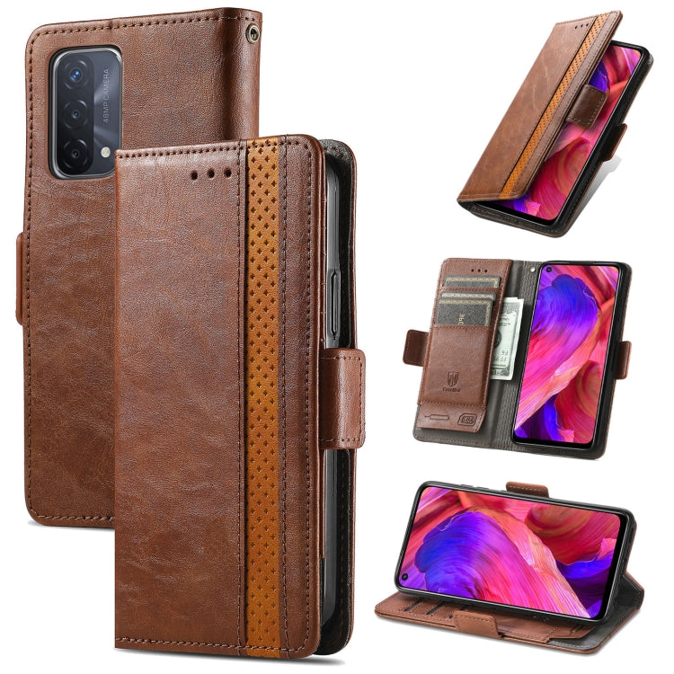 For OPPO A93 5G CaseNeo Business Splicing Dual Magnetic Buckle Horizontal Flip PU Leather Case with Holder & Card Slots & Wallet