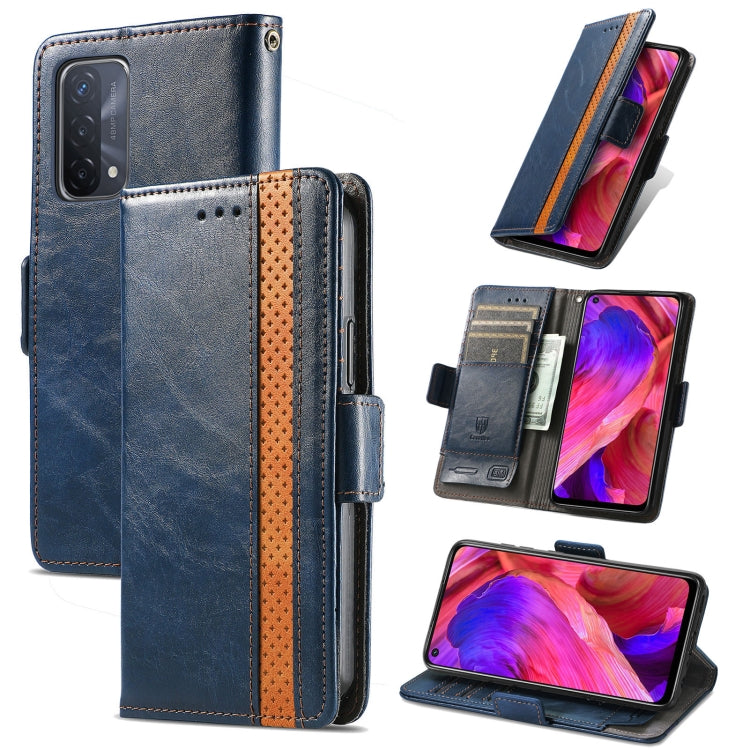 For OPPO A93 5G CaseNeo Business Splicing Dual Magnetic Buckle Horizontal Flip PU Leather Case with Holder & Card Slots & Wallet