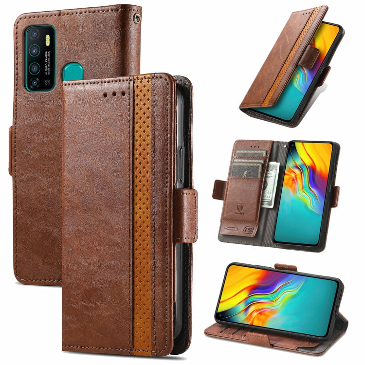 For Infinix Hot 9 CaseNeo Business Splicing Dual Magnetic Buckle Horizontal Flip PU Leather Case with Holder & Card Slots & Wallet