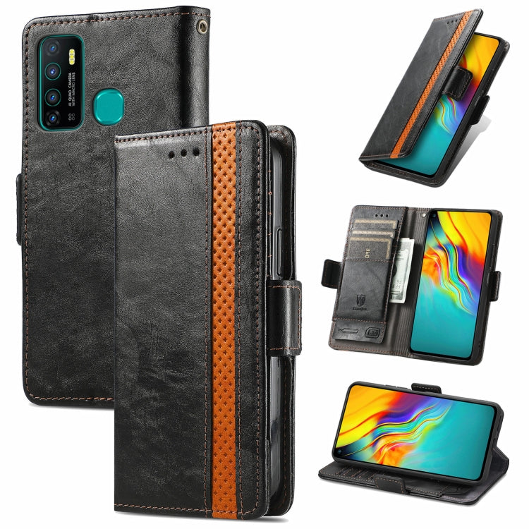 For Infinix Hot 9 CaseNeo Business Splicing Dual Magnetic Buckle Horizontal Flip PU Leather Case with Holder & Card Slots & Wallet