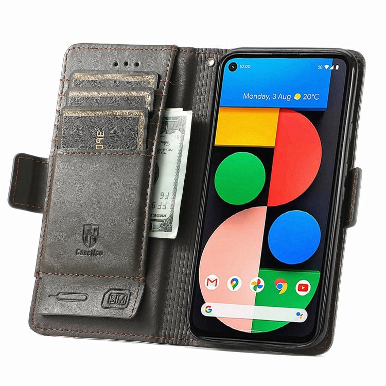 For Google Pixel 5a 5G CaseNeo Business Splicing Dual Magnetic Buckle Horizontal Flip PU Leather Case with Holder & Card Slots & Wallet