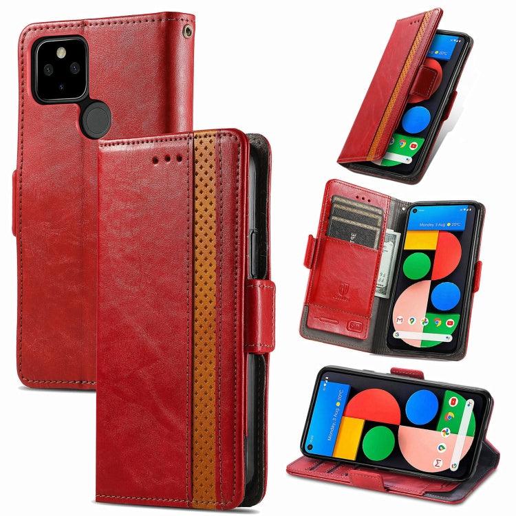 For Google Pixel 5a 5G CaseNeo Business Splicing Dual Magnetic Buckle Horizontal Flip PU Leather Case with Holder & Card Slots & Wallet