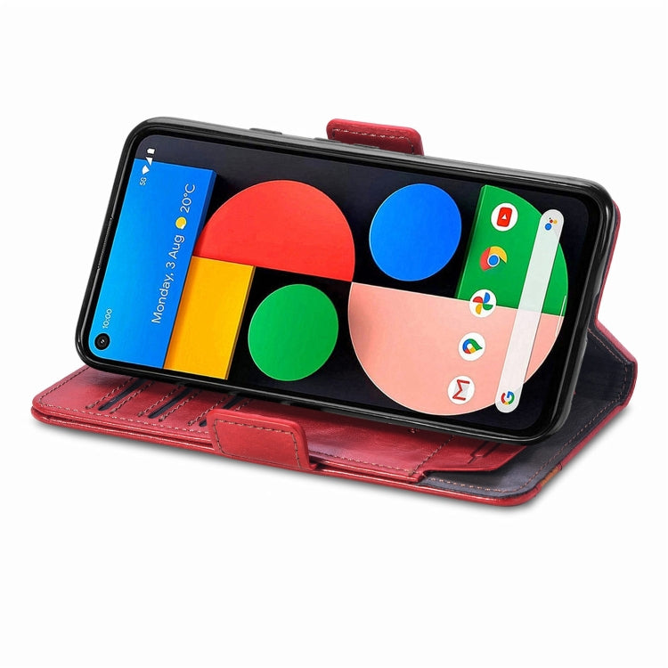 For Google Pixel 5a 5G CaseNeo Business Splicing Dual Magnetic Buckle Horizontal Flip PU Leather Case with Holder & Card Slots & Wallet