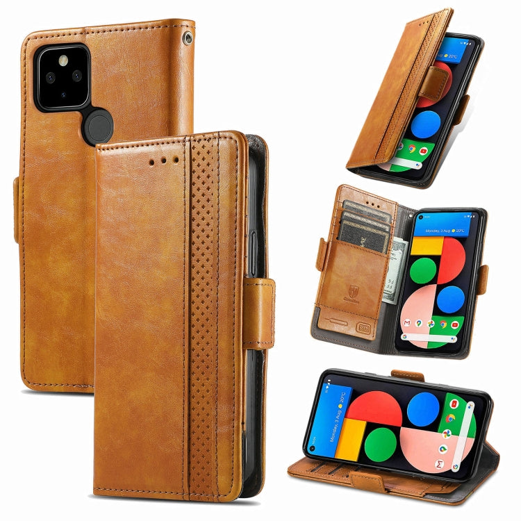For Google Pixel 5a 5G CaseNeo Business Splicing Dual Magnetic Buckle Horizontal Flip PU Leather Case with Holder & Card Slots & Wallet