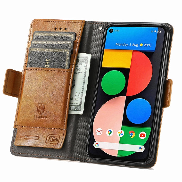 For Google Pixel 5a 5G CaseNeo Business Splicing Dual Magnetic Buckle Horizontal Flip PU Leather Case with Holder & Card Slots & Wallet