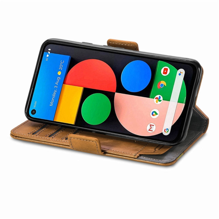 For Google Pixel 5a 5G CaseNeo Business Splicing Dual Magnetic Buckle Horizontal Flip PU Leather Case with Holder & Card Slots & Wallet