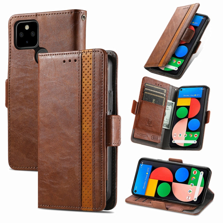 For Google Pixel 5a 5G CaseNeo Business Splicing Dual Magnetic Buckle Horizontal Flip PU Leather Case with Holder & Card Slots & Wallet