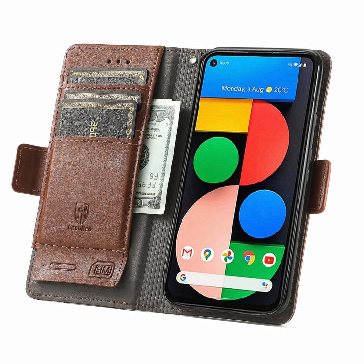 For Google Pixel 5a 5G CaseNeo Business Splicing Dual Magnetic Buckle Horizontal Flip PU Leather Case with Holder & Card Slots & Wallet