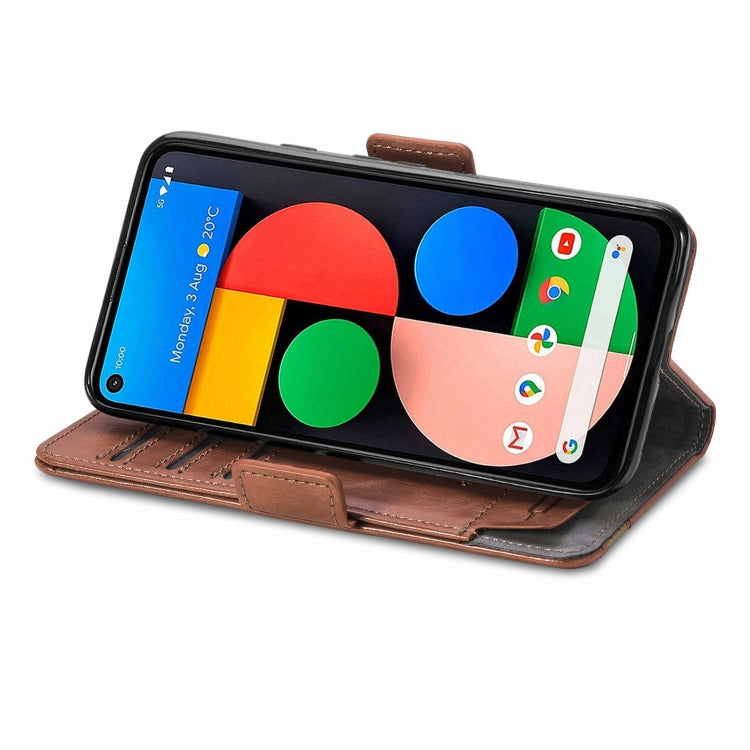 For Google Pixel 5a 5G CaseNeo Business Splicing Dual Magnetic Buckle Horizontal Flip PU Leather Case with Holder & Card Slots & Wallet
