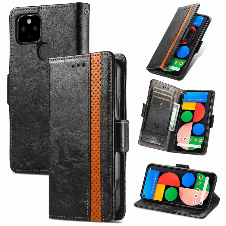 For Google Pixel 5a 5G CaseNeo Business Splicing Dual Magnetic Buckle Horizontal Flip PU Leather Case with Holder & Card Slots & Wallet