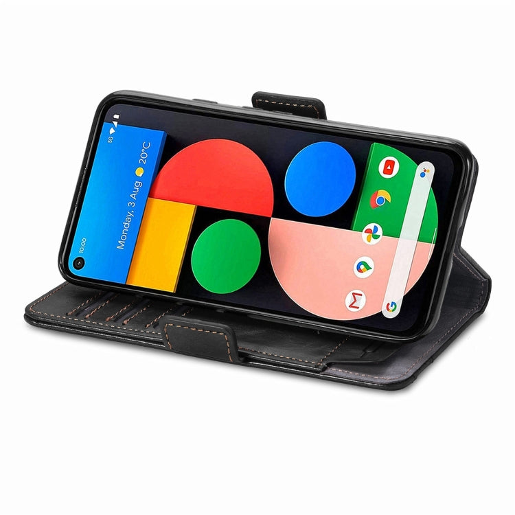 For Google Pixel 5a 5G CaseNeo Business Splicing Dual Magnetic Buckle Horizontal Flip PU Leather Case with Holder & Card Slots & Wallet
