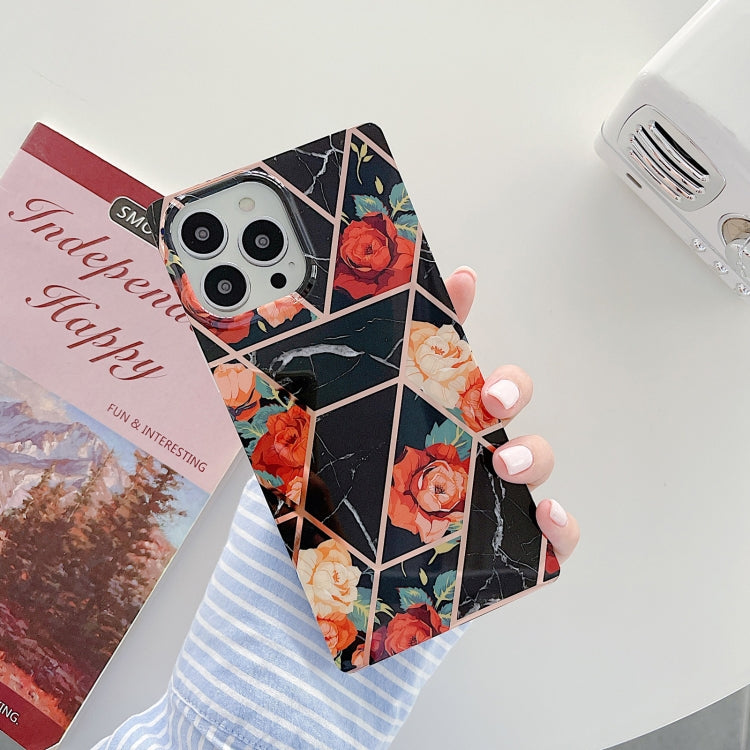 For iPhone 13 Pro Square Mould Shockproof Splicing Flower Pattern Protective Case