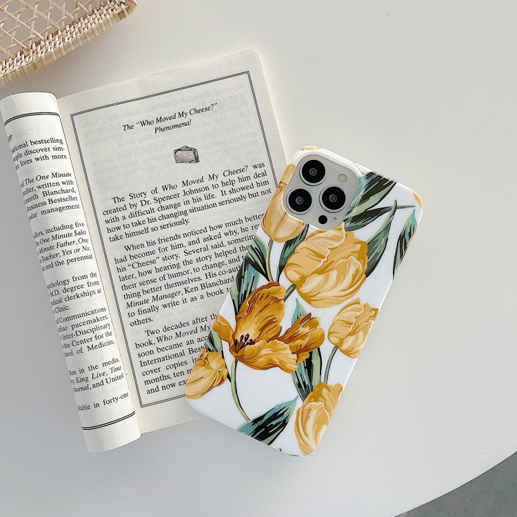 For iPhone 13 Bright Surface Flowers Pattern Shockproof Protective Case