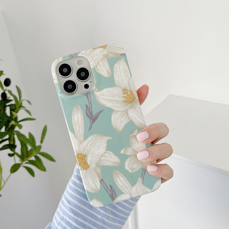 For iPhone 13 Pro Bright Surface Flowers Pattern Shockproof Protective Case