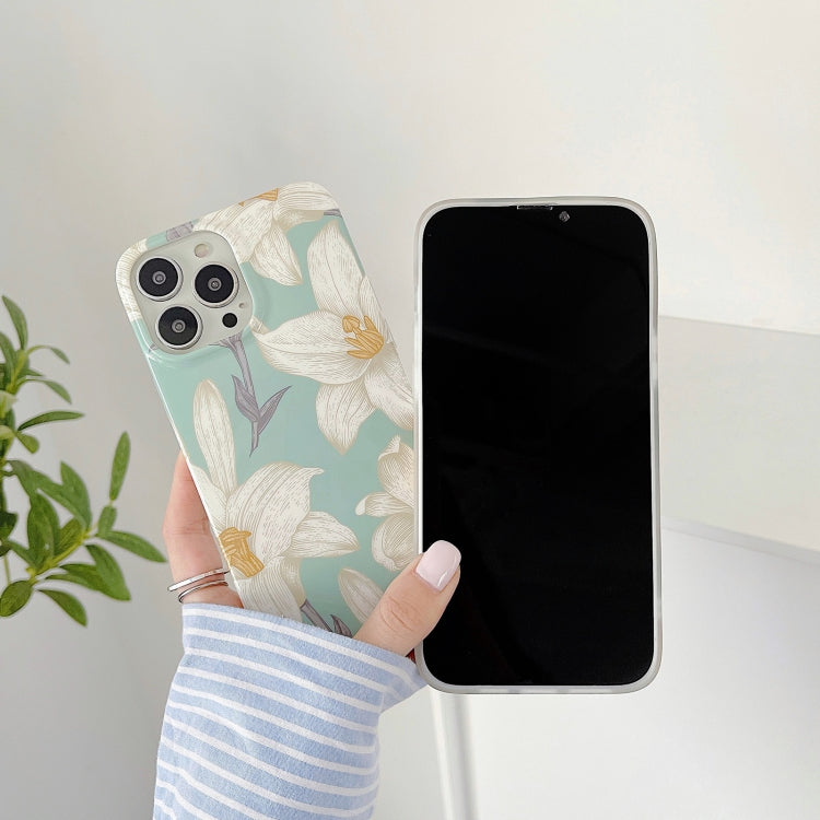For iPhone 13 Pro Bright Surface Flowers Pattern Shockproof Protective Case