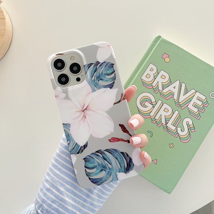 For iPhone 13 Matte Flowers Pattern Shockproof Protective Case