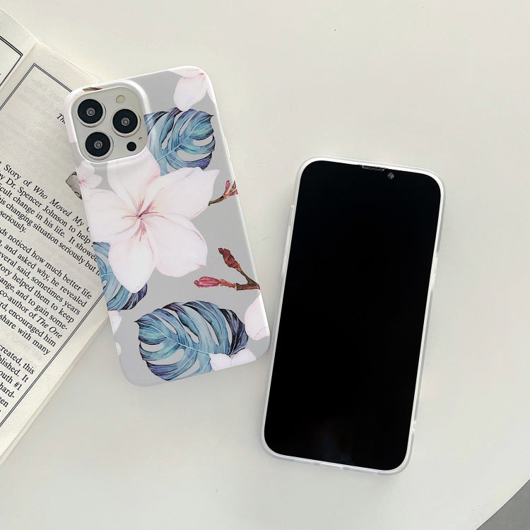 For iPhone 13 Pro Matte Flowers Pattern Shockproof Protective Case
