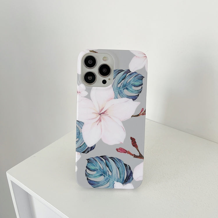 For iPhone 13 Pro Max Matte Flowers Pattern Shockproof Protective Case