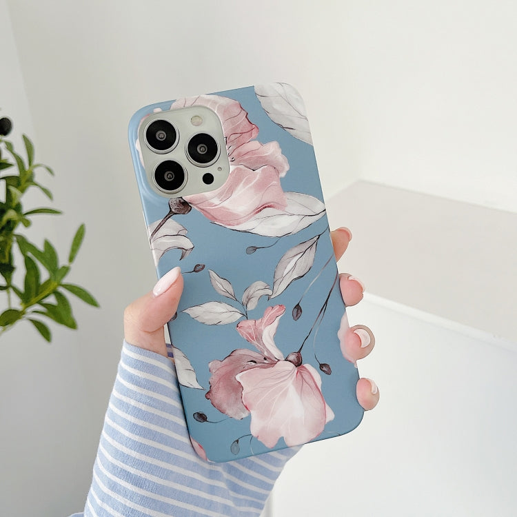 For iPhone 13 Pro Max Matte Flowers Pattern Shockproof Protective Case