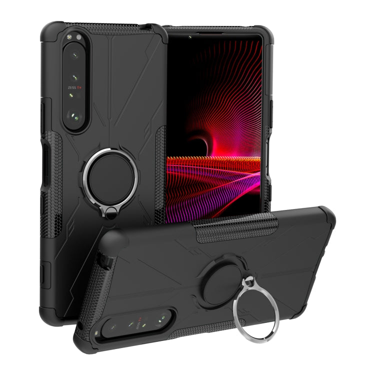 For Sony Xperia 1 III Armor Bear Shockproof PC + TPU Protective Case with Ring Holder