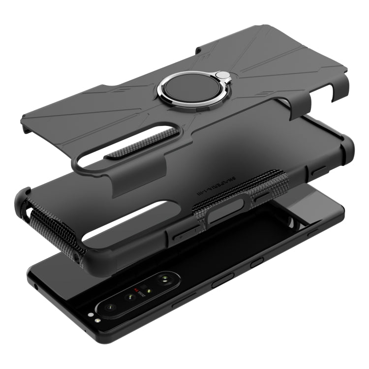 For Sony Xperia 1 III Armor Bear Shockproof PC + TPU Protective Case with Ring Holder