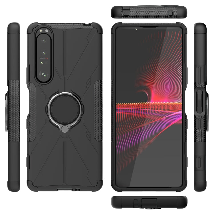 For Sony Xperia 1 III Armor Bear Shockproof PC + TPU Protective Case with Ring Holder