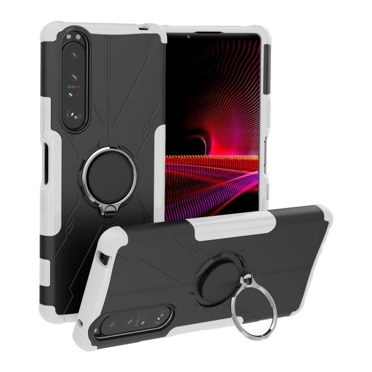 For Sony Xperia 1 III Armor Bear Shockproof PC + TPU Protective Case with Ring Holder