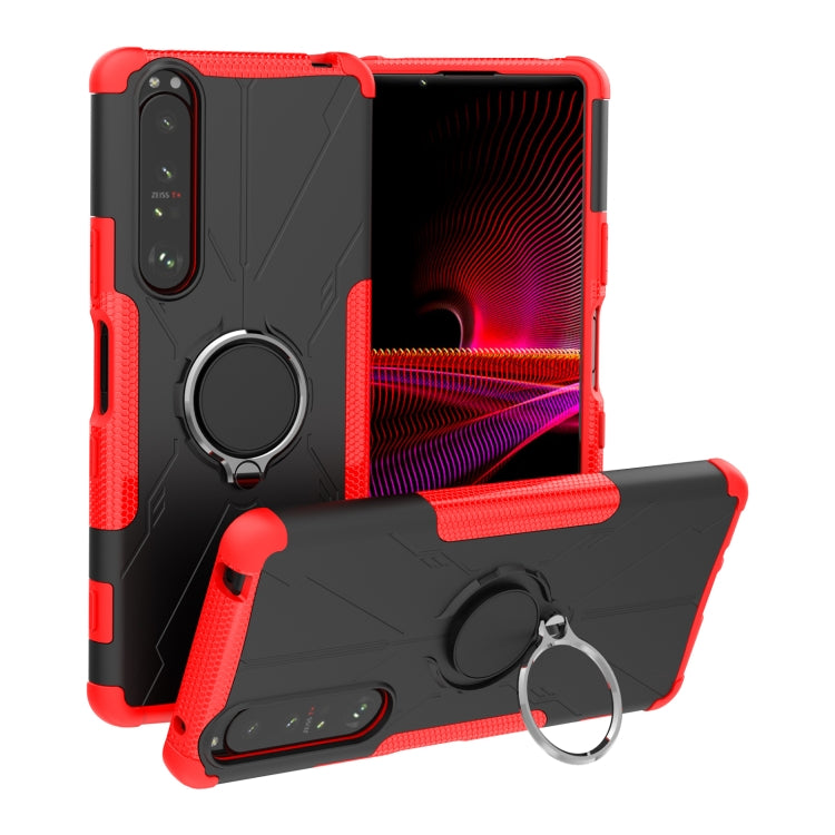 For Sony Xperia 1 III Armor Bear Shockproof PC + TPU Protective Case with Ring Holder