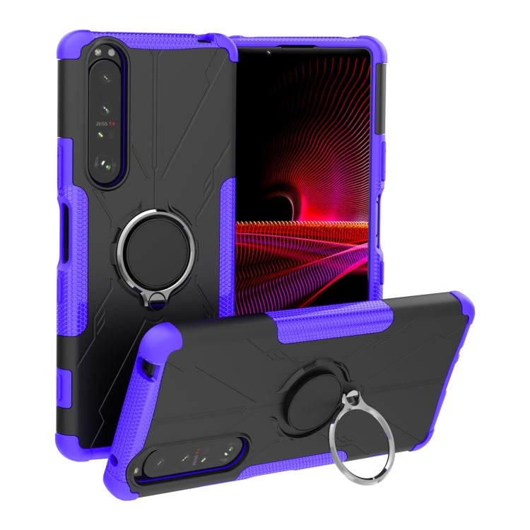 For Sony Xperia 1 III Armor Bear Shockproof PC + TPU Protective Case with Ring Holder