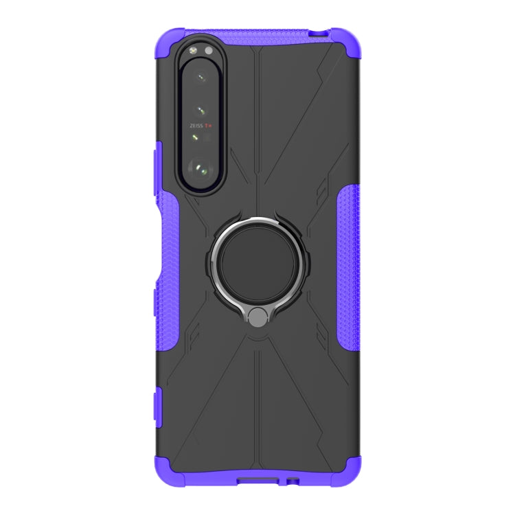 For Sony Xperia 1 III Armor Bear Shockproof PC + TPU Protective Case with Ring Holder