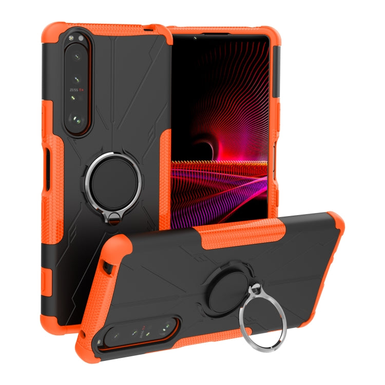 For Sony Xperia 1 III Armor Bear Shockproof PC + TPU Protective Case with Ring Holder