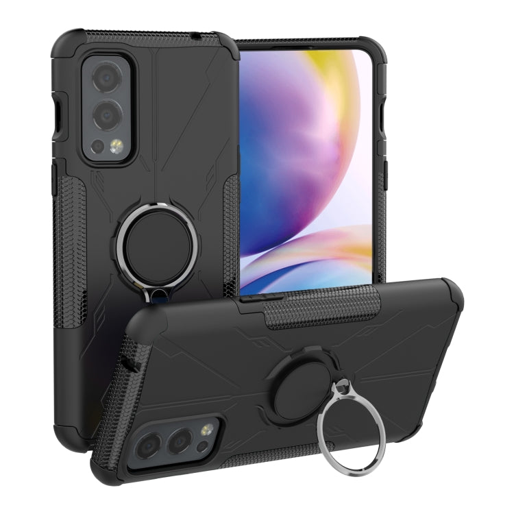 For OnePlus Nord 2 5G Armor Bear Shockproof PC + TPU Protective Case with Ring Holder
