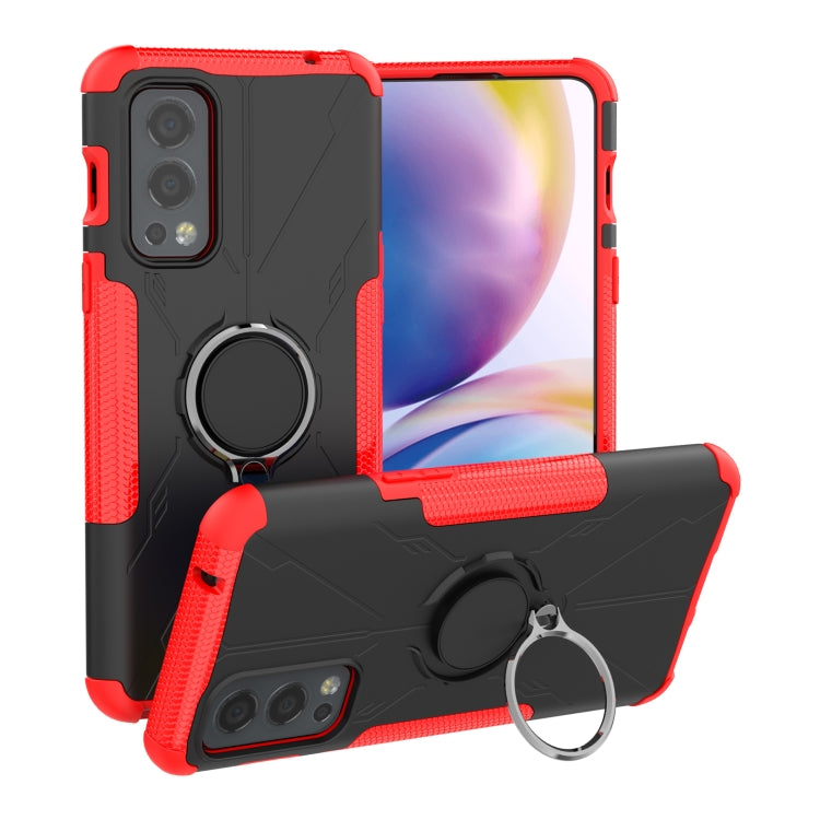 For OnePlus Nord 2 5G Armor Bear Shockproof PC + TPU Protective Case with Ring Holder