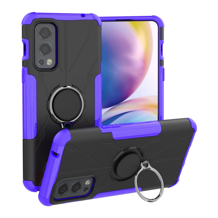 For OnePlus Nord 2 5G Armor Bear Shockproof PC + TPU Protective Case with Ring Holder