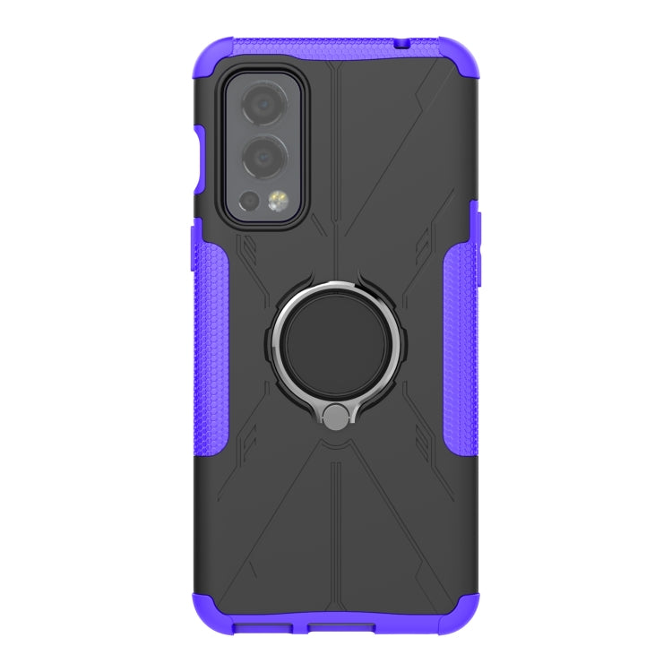For OnePlus Nord 2 5G Armor Bear Shockproof PC + TPU Protective Case with Ring Holder