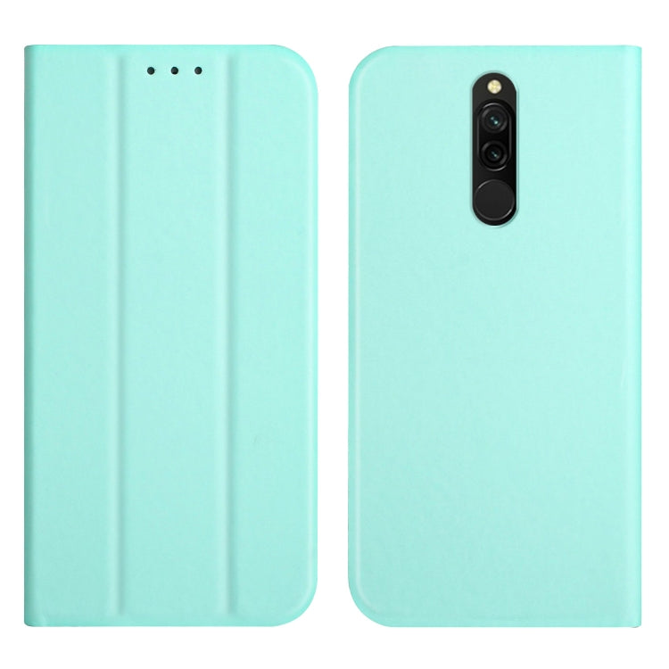 For Xiaomi Redmi 8 3-Folding Ultrathin Skin Feel Magnetic Solid Color Horizontal Flip Leather Case with Holder