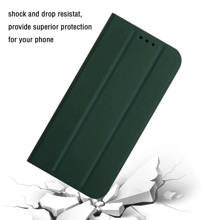 For Xiaomi Redmi 9 3-Folding Ultrathin Skin Feel Magnetic Solid Color Horizontal Flip Leather Case with Holder