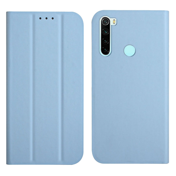 For Xiaomi Redmi Note 8 3-Folding Ultrathin Skin Feel Magnetic Solid Color Horizontal Flip Leather Case with Holder