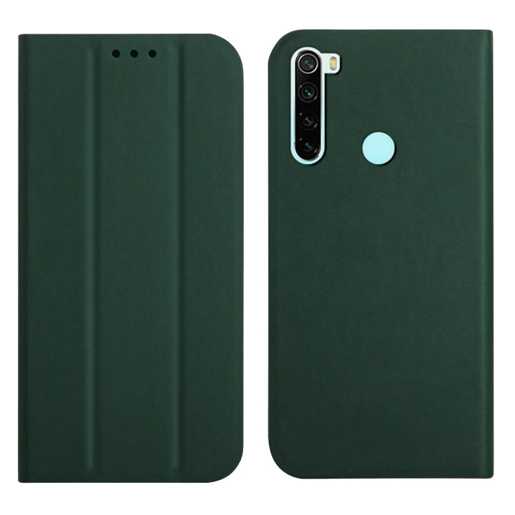 For Xiaomi Redmi Note 8 3-Folding Ultrathin Skin Feel Magnetic Solid Color Horizontal Flip Leather Case with Holder