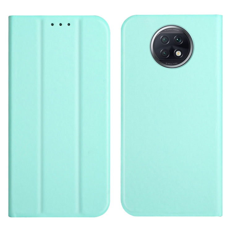 For Xiaomi Redmi Note 9T 5G 3-Folding Ultrathin Skin Feel Magnetic Solid Color Horizontal Flip Leather Case with Holder